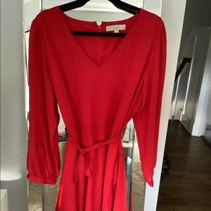 Beautiful sheer long sleeve red wrap dress